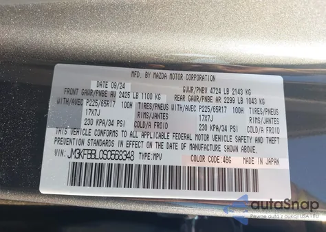 2025 Mazda Cx-5 2.5 S Select from USA, damaged, VIN JM3KFBBL0S0568348